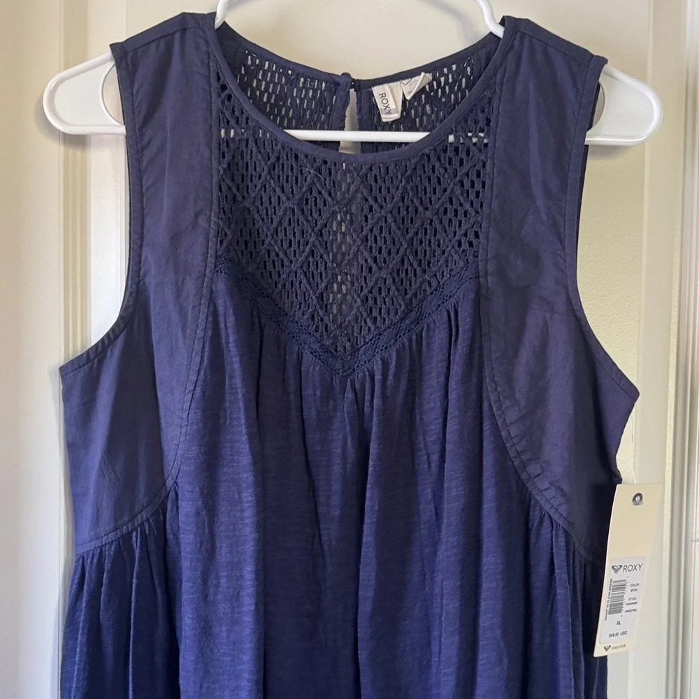 Roxy Navy Blue Midi Dress / A61 - Picture 2 of 6